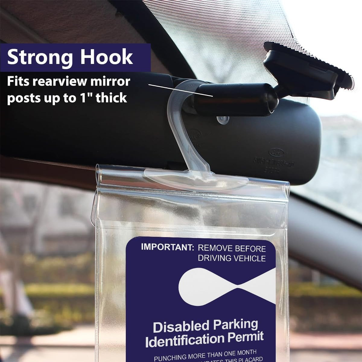 2 pcs Handicap Placard Holder | Disabled Parking Permit Holder Protective Cover with Large Hanger